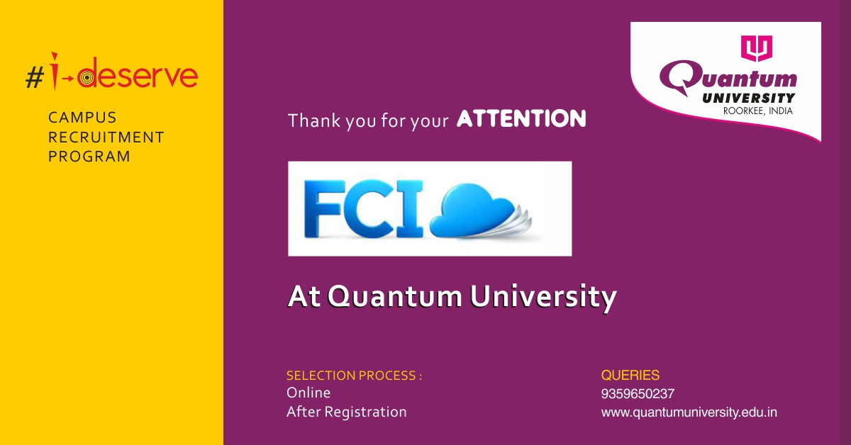 Placement Drive of FCI at Quantum University