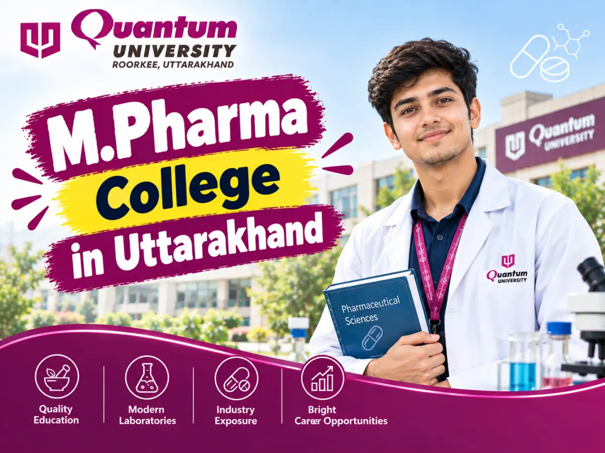 quantum university m pharma college banner