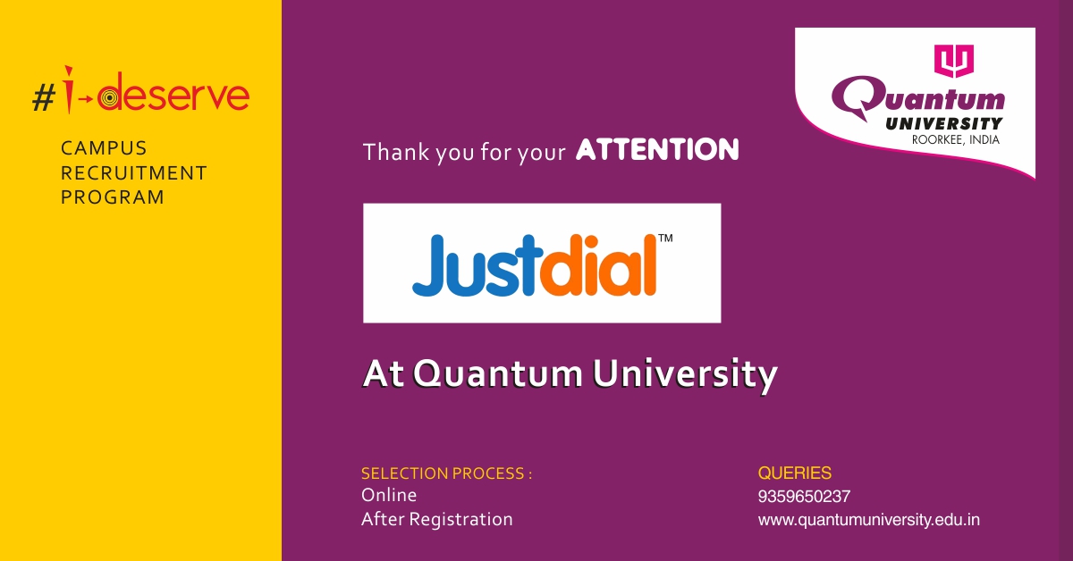 Placement Drive of Just Dial at Quantum University