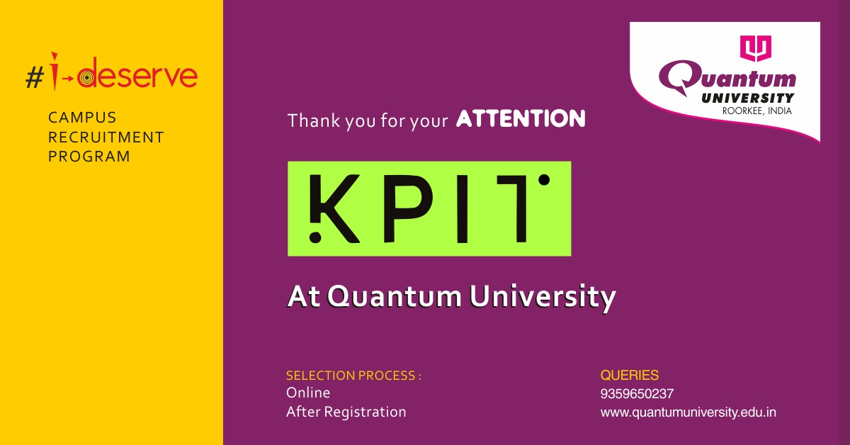 Placement drive of KPIT at Quantum University