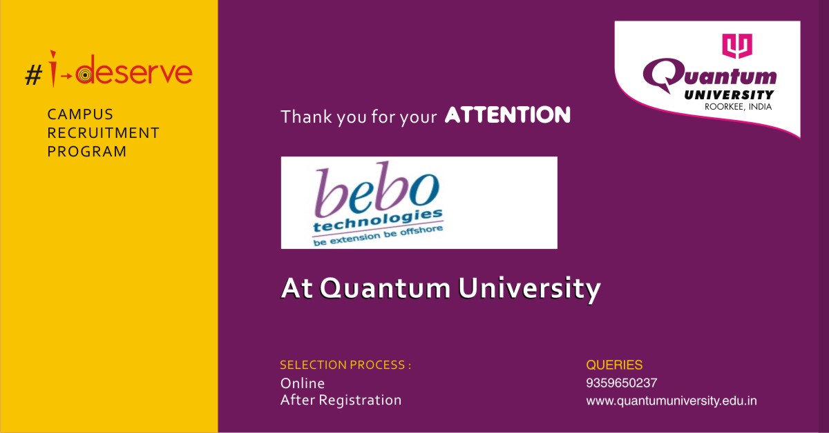 Placement Drive of Bebo Technologies at Quantum University