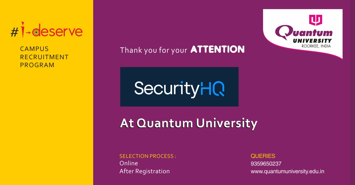 Placement Drive of Security HQ for students of Quantum University