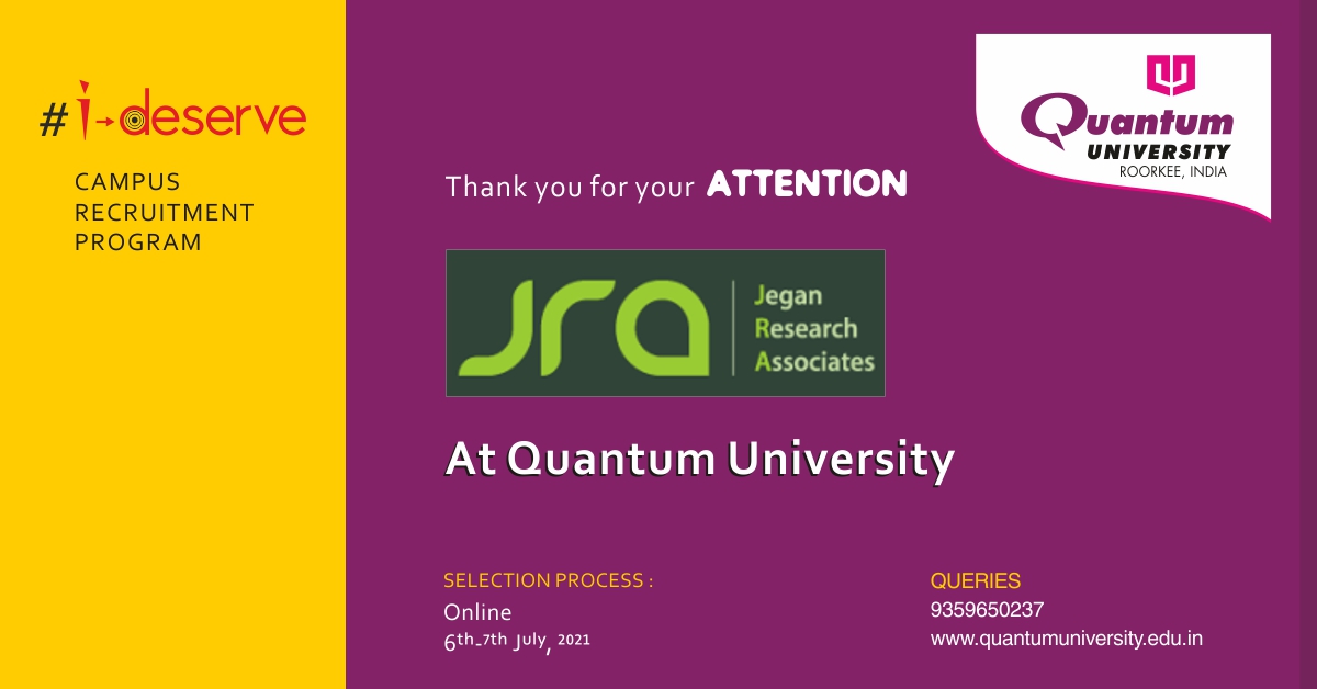 Placement drive of JRA at Quantum University, Roorkee