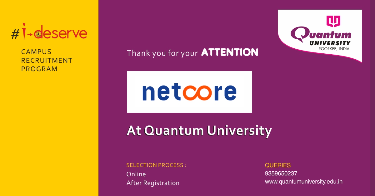 Placement Drive of Netcore Cloud at Quantum University